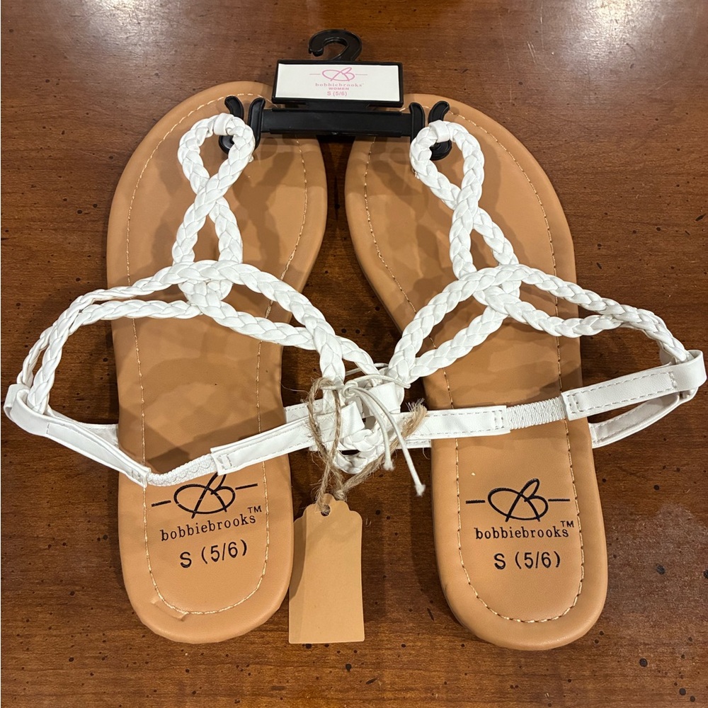 Bobbie Brooks White Braided Sandals